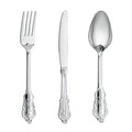 300PCS Silver Plastic Silverware, Vintage Disposable Utensils & Cutlery