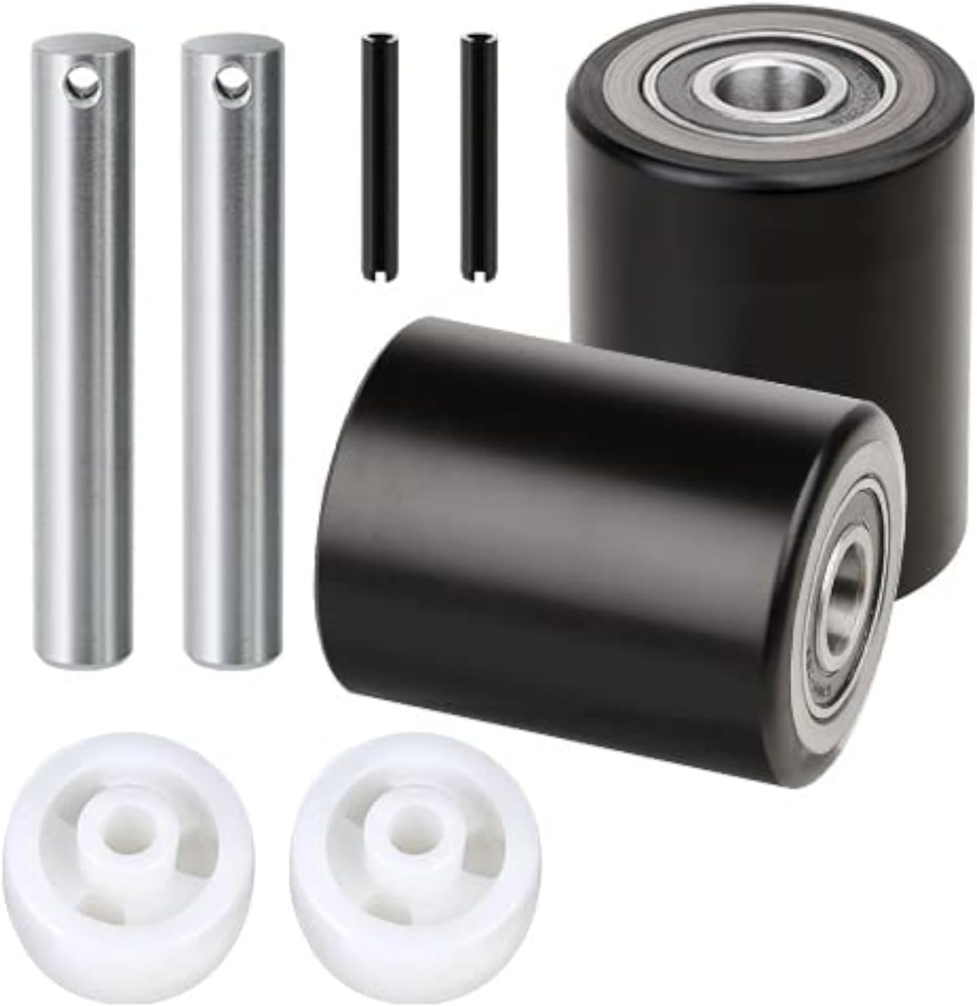 Pallet Jack/Truck Load Wheels Replacement Full Set with Axles and Entry Exit Roller 3" x 3.75" with 20mm ID Bearings