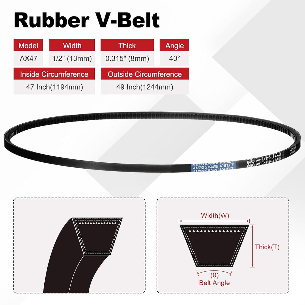 AX47 Belt, Raw Edge Cogged Industrial Rubber EPDM V-Belt, Pack of 1