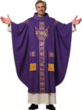 Clergy Elegance Church Vestments for Catholic Priests Chasuble Mass Apparel and Round Collar Robe With Pastor Stole
