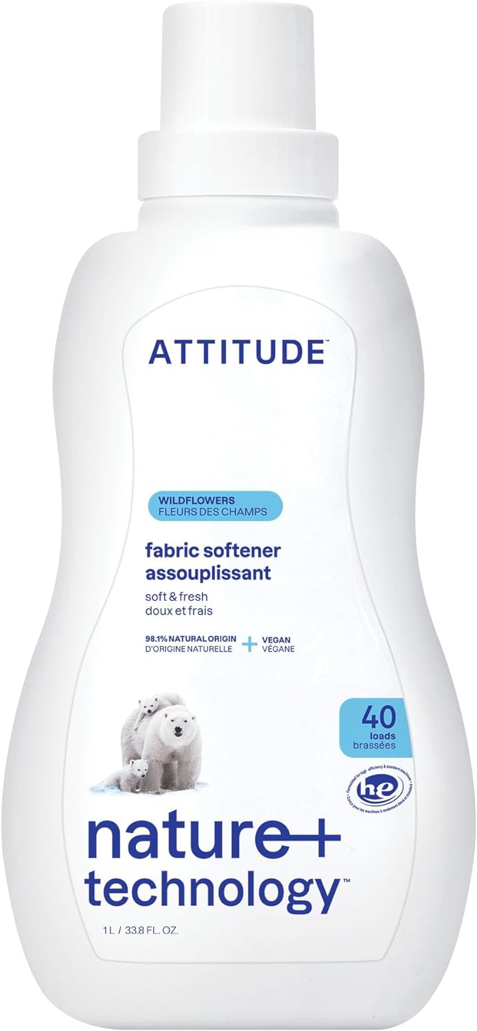 ATTITUDE Liquid Fabric Softener, Plant Based, Wildflowers, 40 Loads