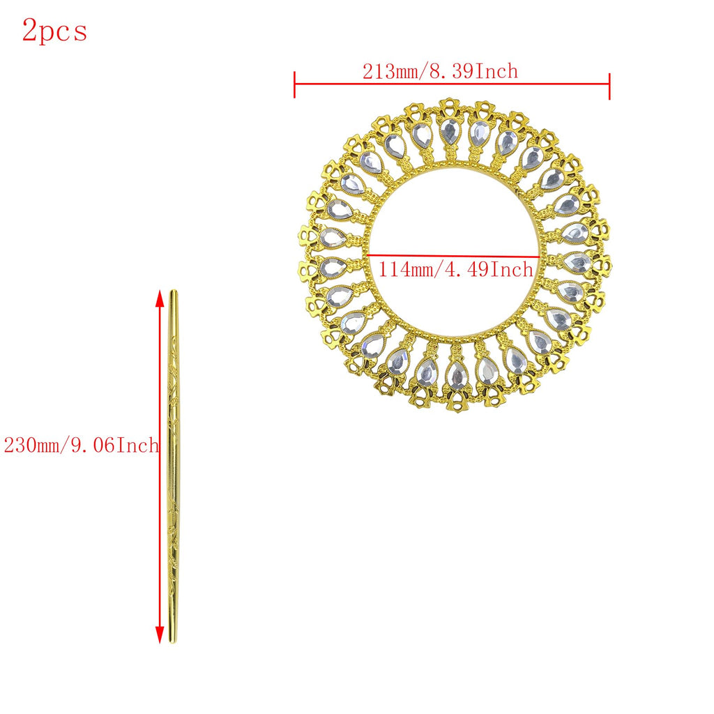 2 Pack Shiny Gold Curtain Tiebacks Round Holdbacks, 26 Crystals