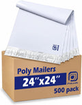 24x24 White Poly Mailers 500 Pack XL Shipping Bags for Clothes