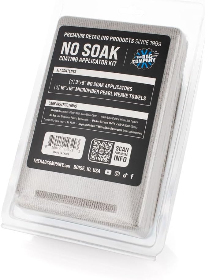 No Soak Coating Applicator Kit - Microfiber Coating Sponges with Soak Barrier Plus 3 Scratchless and Edgeless 70/30