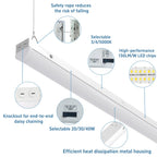 LED Linear Light Fixtures 4FT, 40/30/20W, 3CCT Selectable, 4Pack