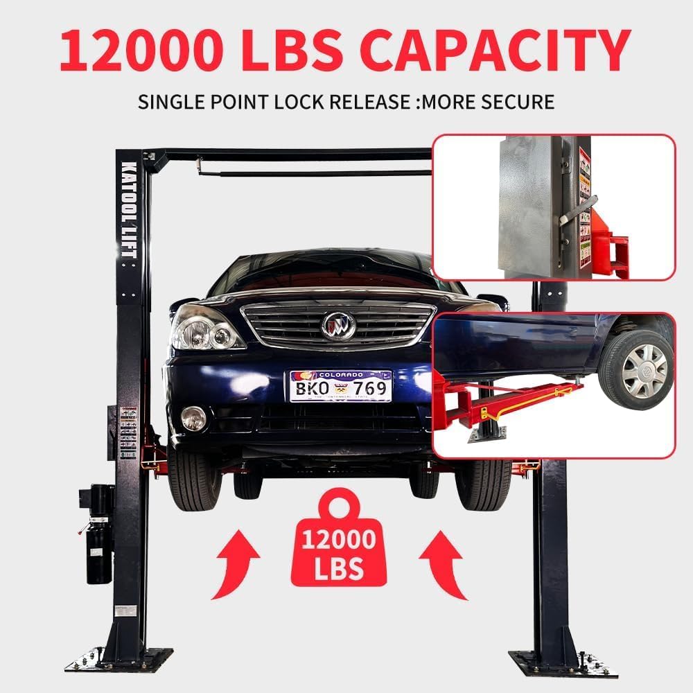 12000lbs 4.0HP Single Point Release 2 Post Car Lift 2 Post Overhead Auto Truck Tractor Lift for Repair Store