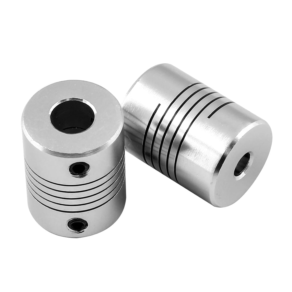 2Pcs Flexible Shaft Coupling 5mm to 8mm Shaft Aluminum Casing， 25mm Length 19mm Diameter Motor Coupler for 3D Printer