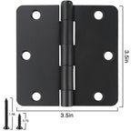 Matte Black Door Hinges 3.5 inch with 1/4" Radius Corners 30 Pack