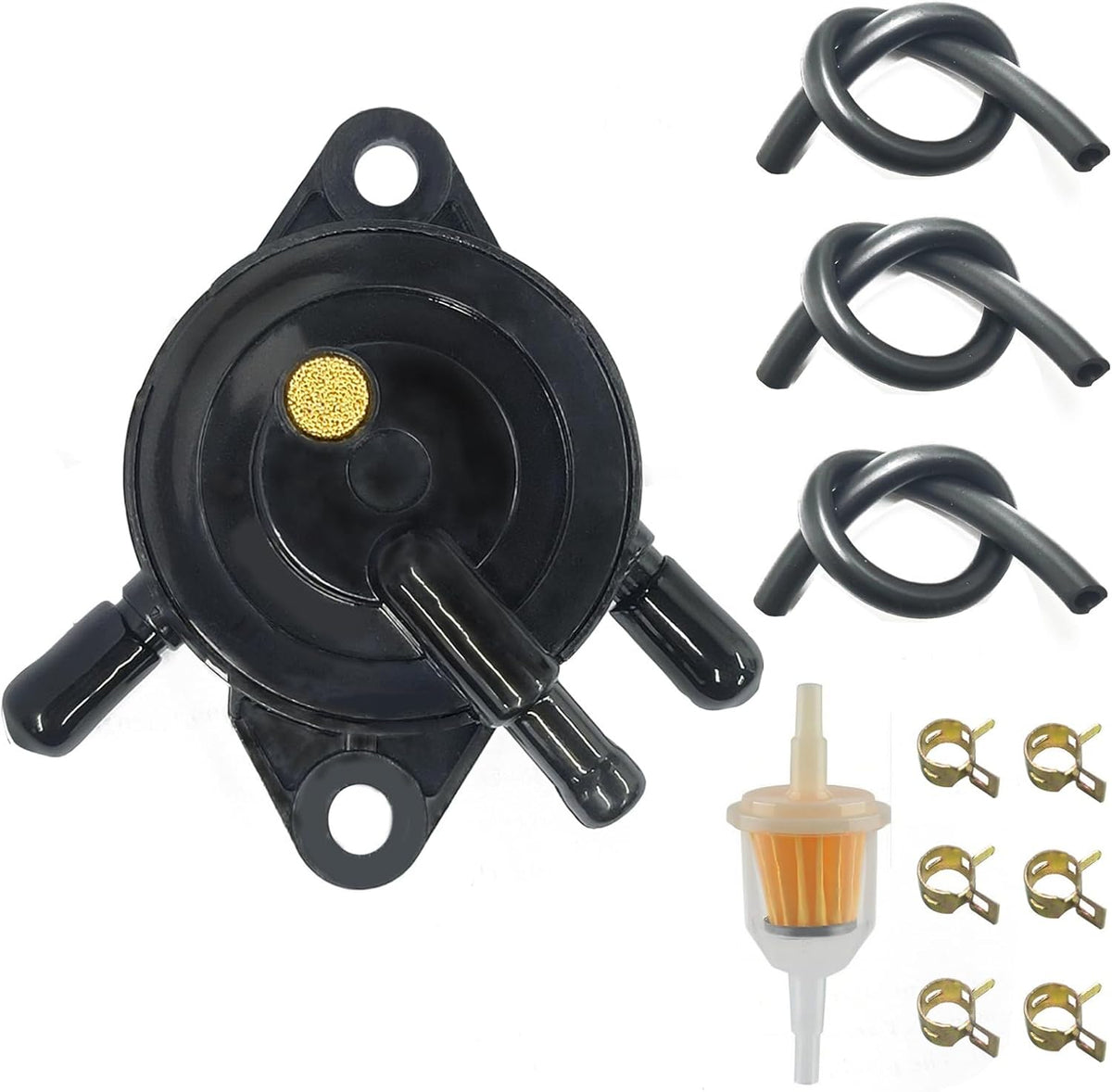 Fuel Pump with Filter and Oil Hose Fit for Kohler 17HP-25HP Cub Cadet Briggs and Stratton mikuni John Deere Kawasaki Yamaha Golf Cart Lawn Mower Small engine 808492 808656
