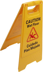 Wet Floor Caution Sign, Foldable Bilingual Safety Warning A Frame for Restaurants Offices Engineering Plastic Yellow