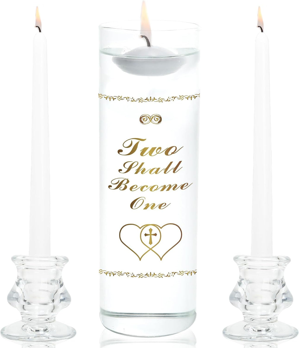 Unity Candles with Glass Holder for Wedding Ceremony - Unity Candles for Wedding, Religious Ceremony Ideas Marriage
