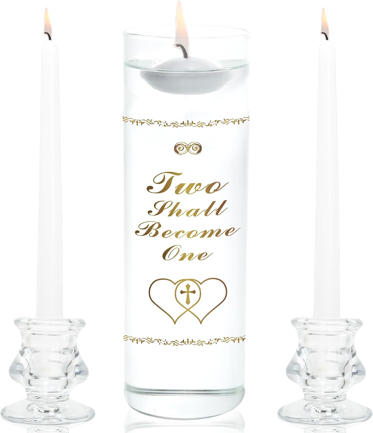 Unity Candles with Glass Holder for Wedding Ceremony - Unity Candles for Wedding, Religious Ceremony Ideas Marriage