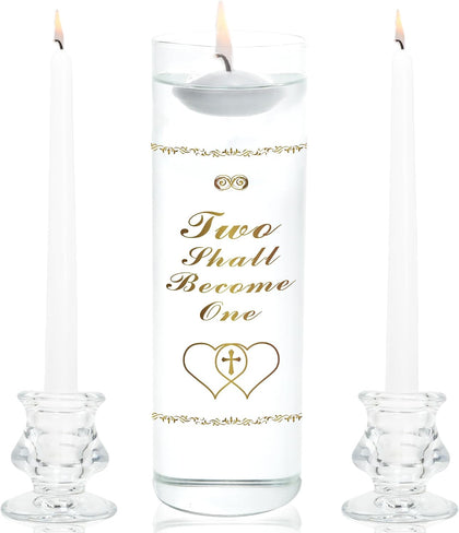 Unity Candles with Glass Holder for Wedding Ceremony - Unity Candles for Wedding, Religious Ceremony Ideas Marriage
