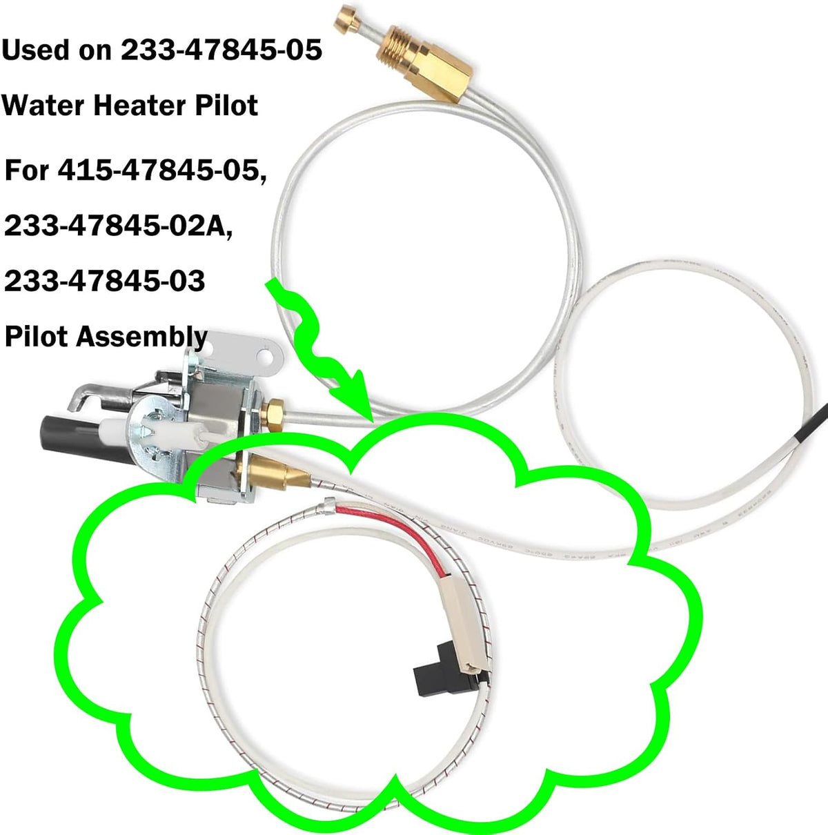 MENSI Gas Minivolt Thermopile Generator Replacement for Bradford White,17/26Honeywell Natural Gas Water Heater 233-47845-05, 233-47845-04 Pilot Assembly Parts, Fireplace Thermopiles (1)