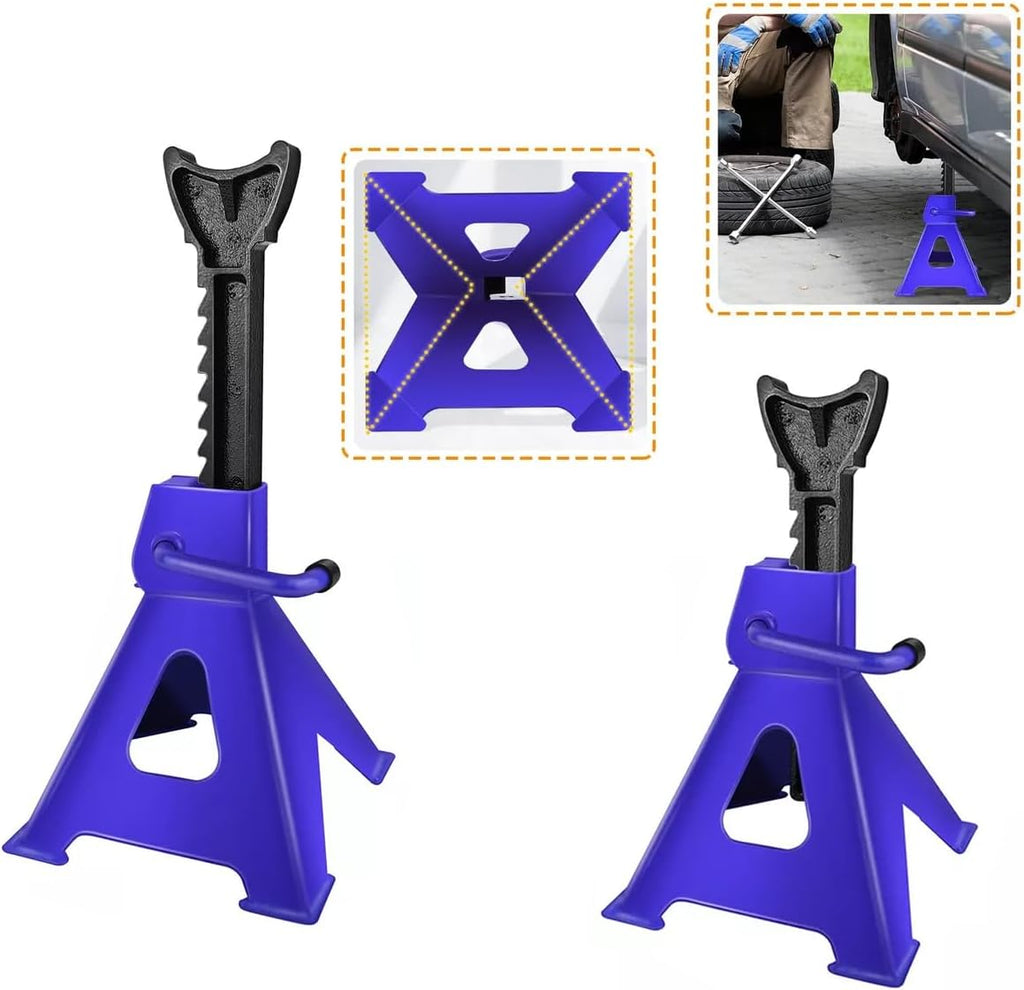 3T Floor Jack, Heavy Duty Steel Axle Stands - 4000lbs Ideal for Lifting Cars & Light Vans - Includes Storage Case