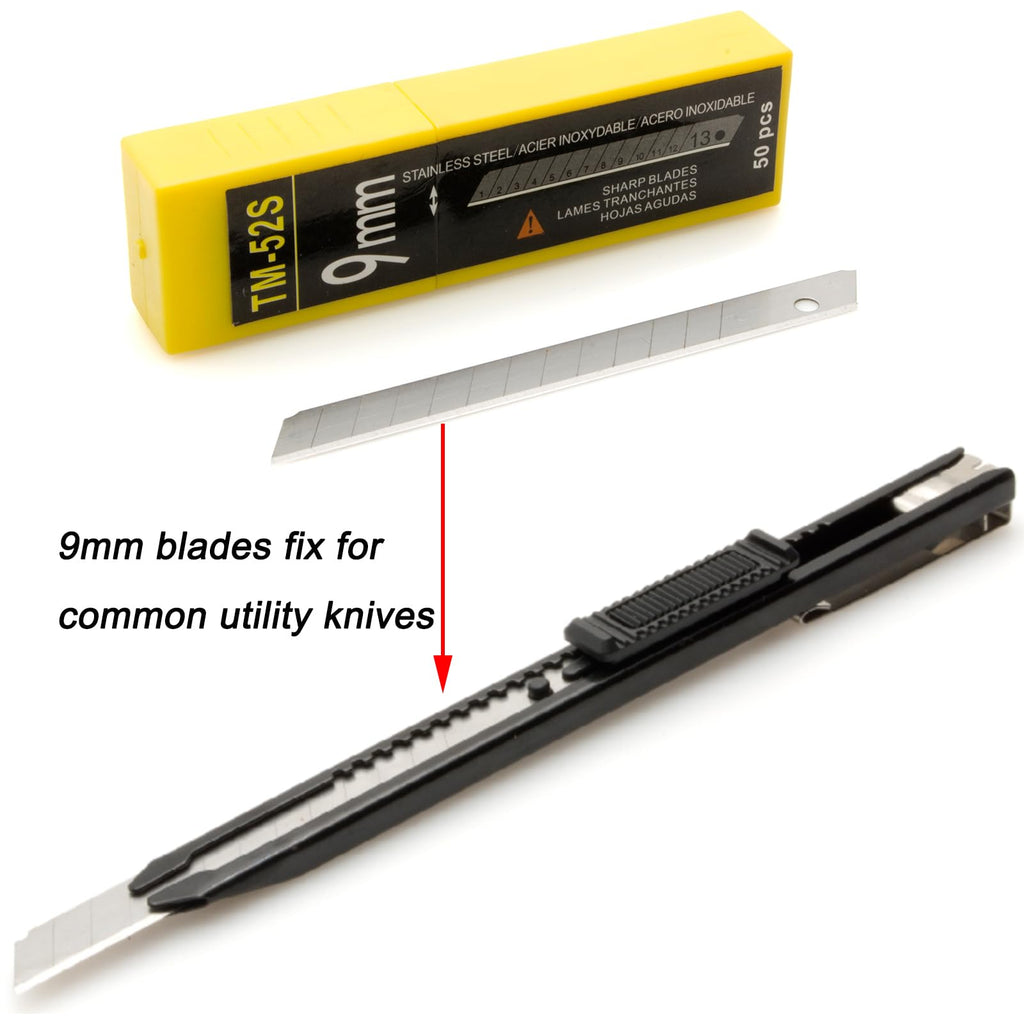 100Pcs 9mm Utility Knife Blades 60 Degree Snap Off Stainless Steel Blades,Vinyl Wrap Tools Art Knife Replacement