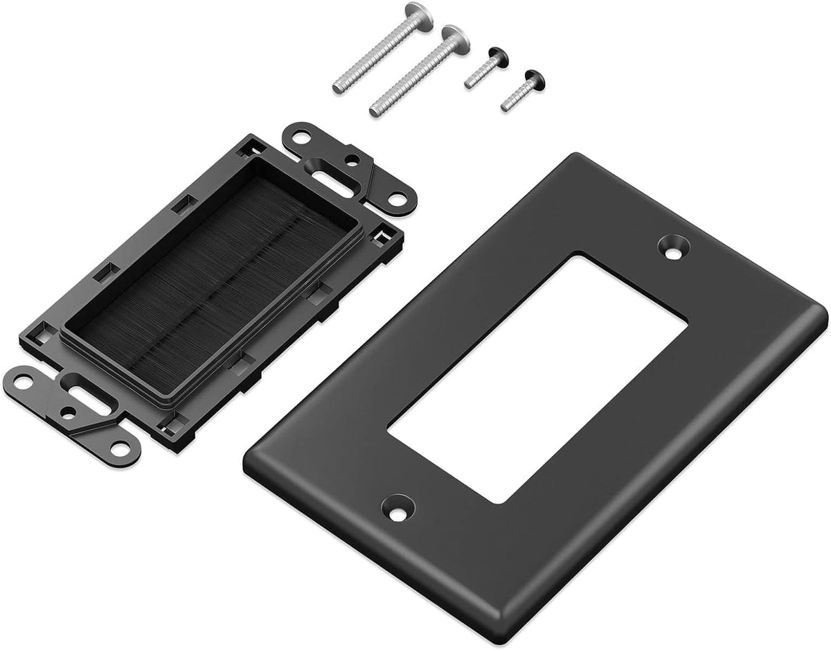 iwillink 4-Pack Brush Wall Plate with Low Voltage Mounting Bracket, Black
