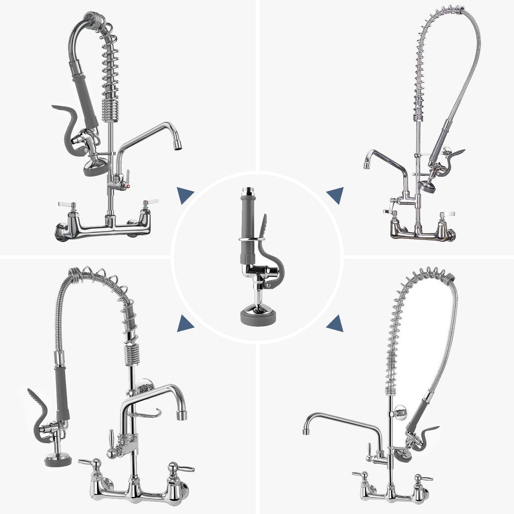 Pre Rinse Sprayer Commercial Sink Sprayer Head,1.42GPM Spray Valve Dish Spray Nozzle with Ergonomic Handle, Commercial Faucet Parts for Commercial Kitchen Sink,Chrome Finished（Gray）