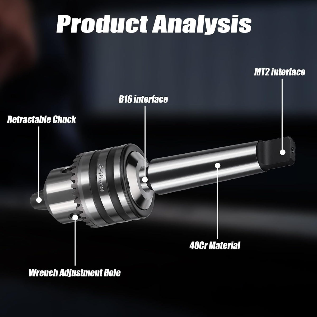 1/8''-5/8'' MT3 Drill Chuck B16 Thread Magnetic Drill Chuck Adapter