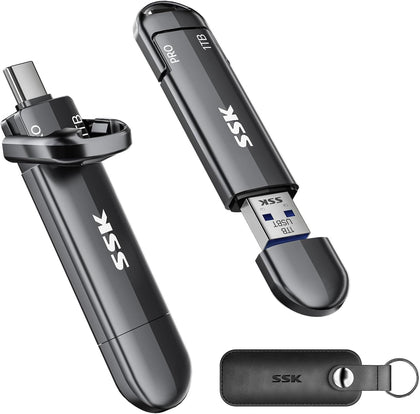 1TB USB Flash Drive SSD, External TLC NAND Solid State Drive Dual USBC & USBA Ports, Up to 1000MB/s High-Speed