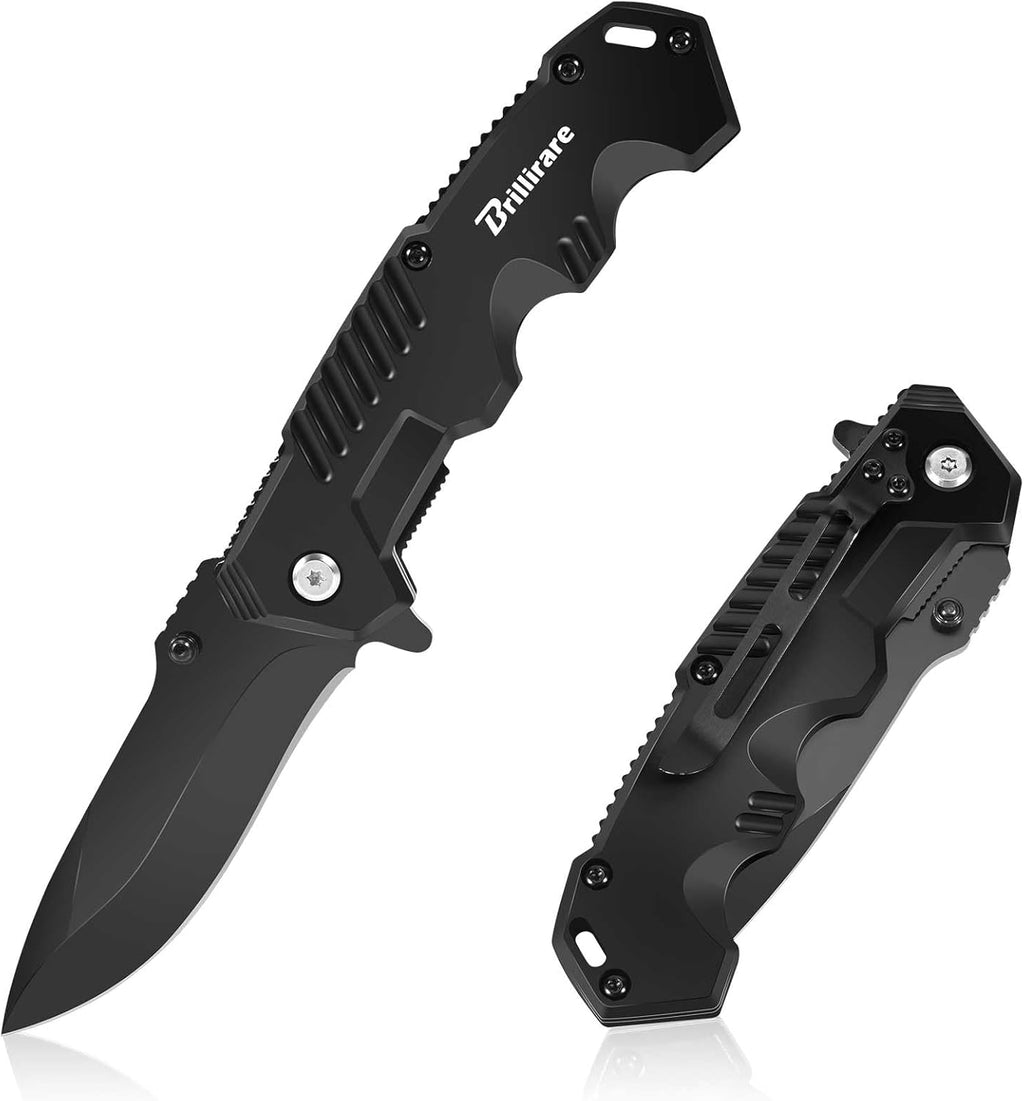 Pocket Knife, Folding Knives Blade 3.3in, Foldable Survival Small Knife with Clip, Liner Lock & Glass Breaker