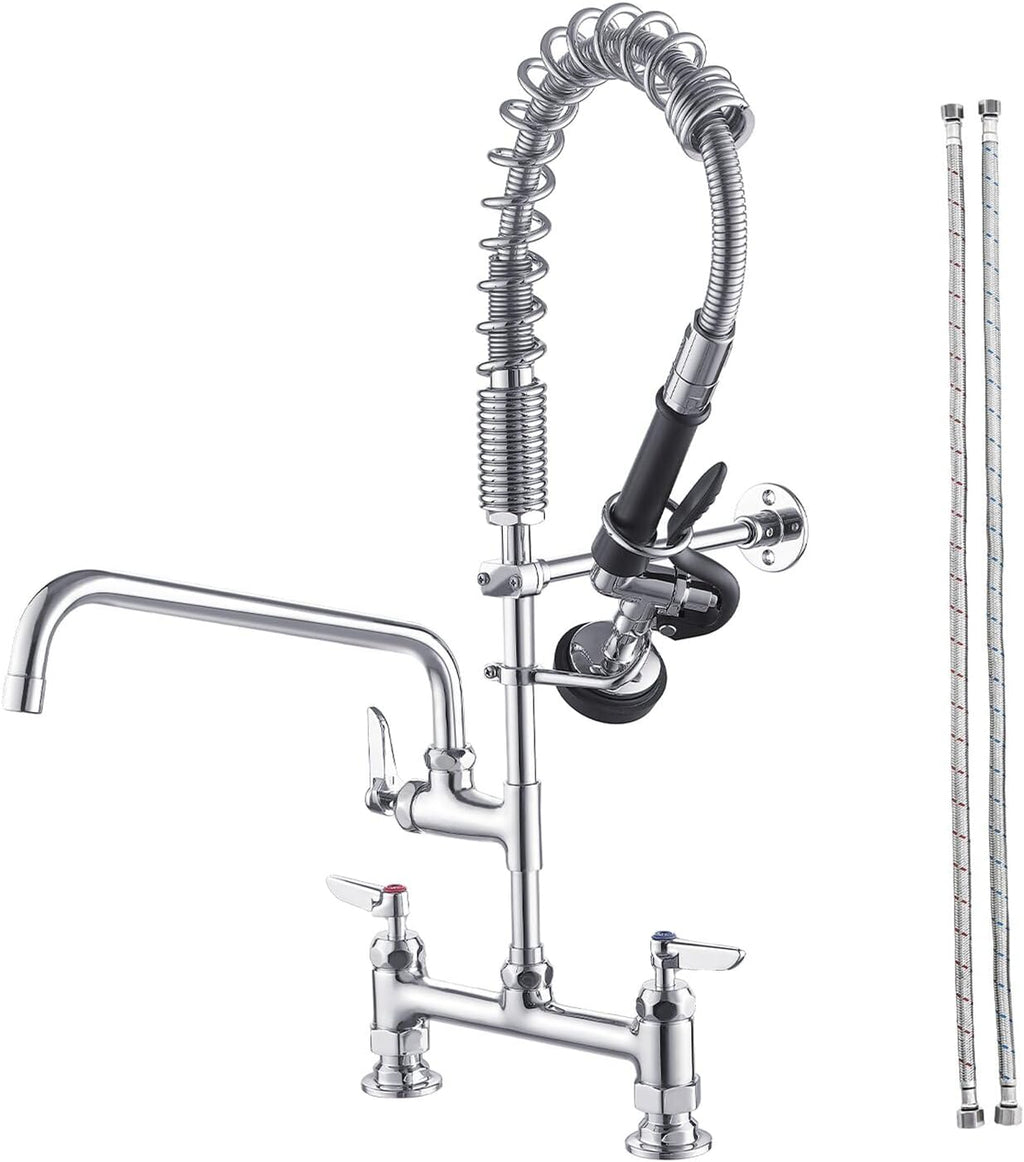 Commercial Kitchen Faucet,26 Inch 3 Compartment Sink Faucets Chrome