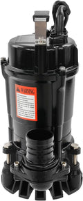 1HP Submersible Sewage Pump, 5019GPH Portable Trash Pump 3420RPM Cast Iron Utility Equipment, 59ft Lift for Basement