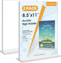 Acrylic Sign Holder 8.5" x 11" Double Sided Display Stand, 2 Pack | Clear Acrylic, Double-Sided Display, Stable