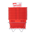 Red Shopping Baskets With Stand - Set of 12 - Basket Dimension 8-1/2"H x 12"W x 17"L - Perfect for Retail, Thrift