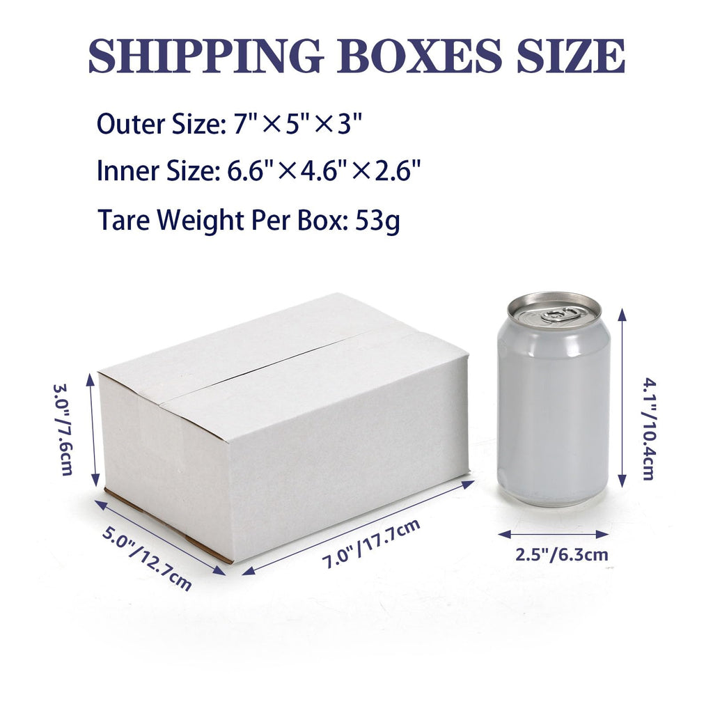 Shipping Boxes 7x5x3 Set of 25, White Corrugated Cardboard Box for Mailing Business Packaging