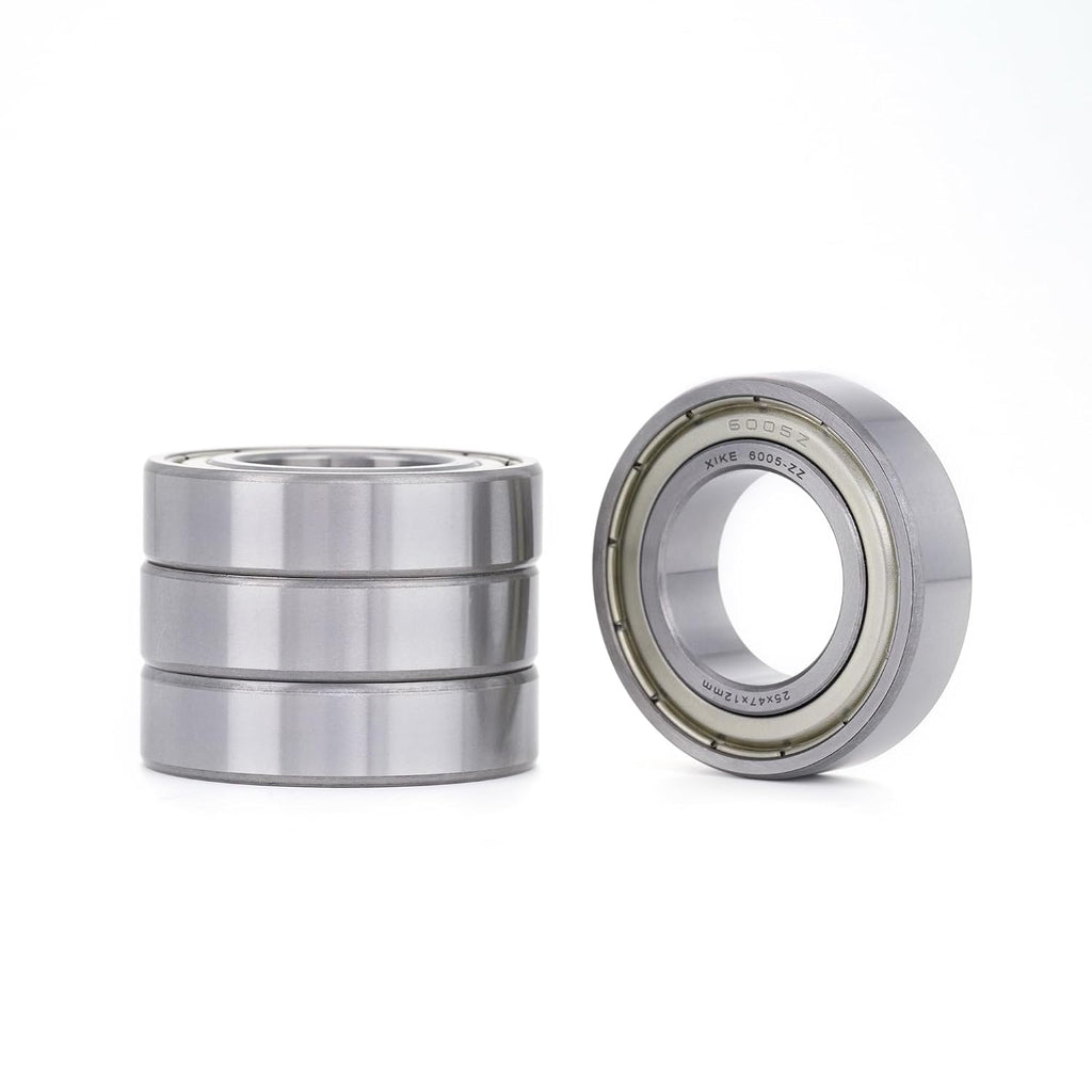 XIKE 6005ZZ Shielded Deep Groove Ball Bearings, 25x47x12 mm, 4-Pack