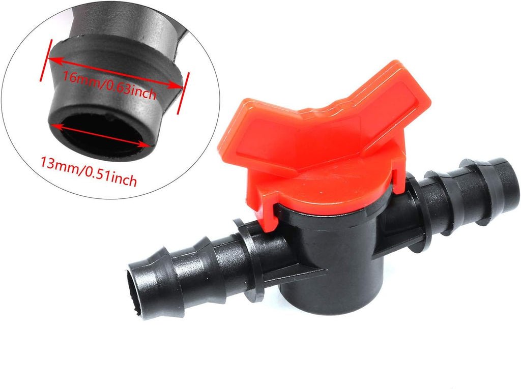 DGZZI Barbed Ball Valve 4PCS 1/2-Inch ID In-Line Ball Valve Shut-Off Switch with Hose Barb for Drip Irrigation and Aquariums