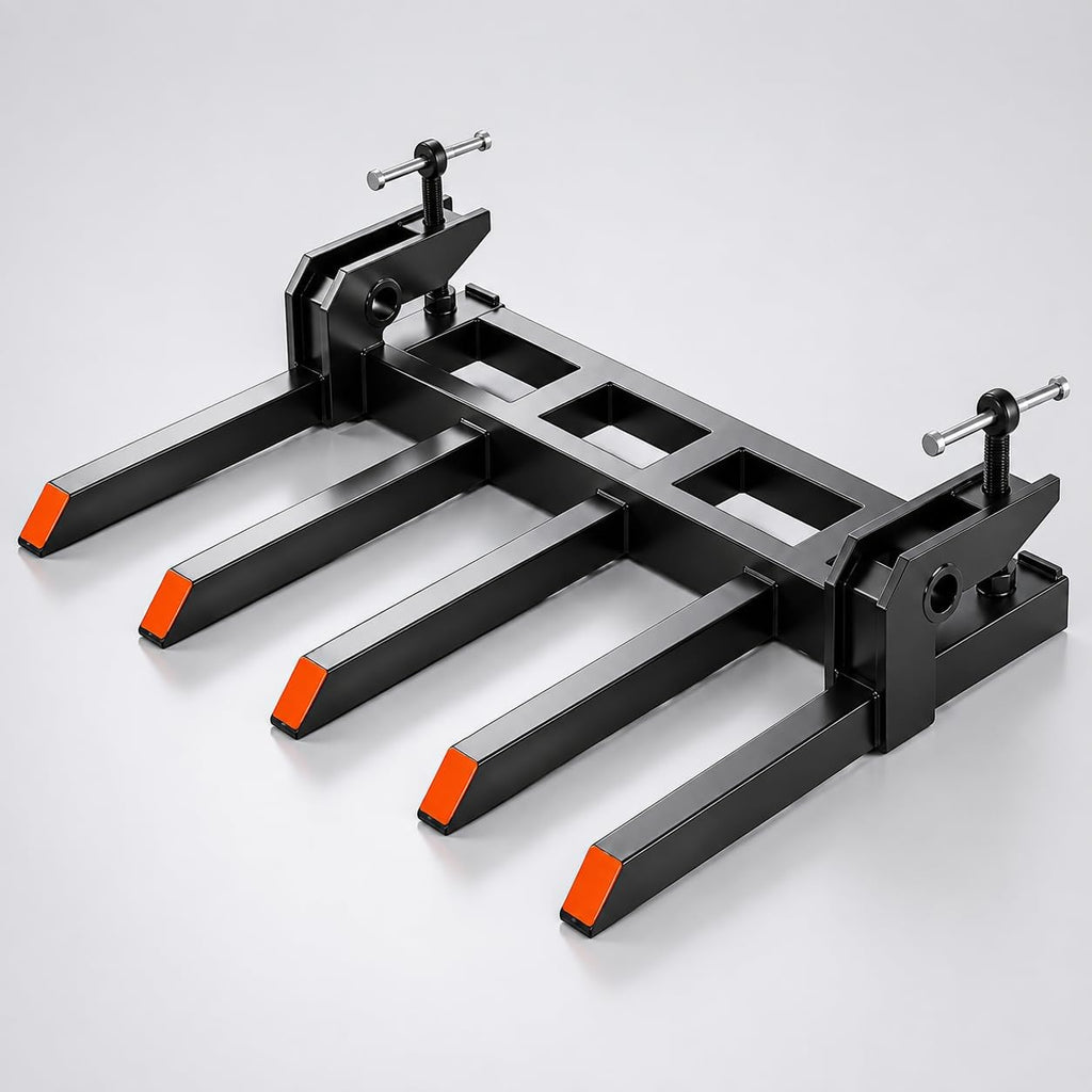 Clamp-On Debris Forks, 48 Inch Pallet Forks for Tractor Bucket 5 Tine Heavy Duty Bucket Fork Attachment,2500 LBS