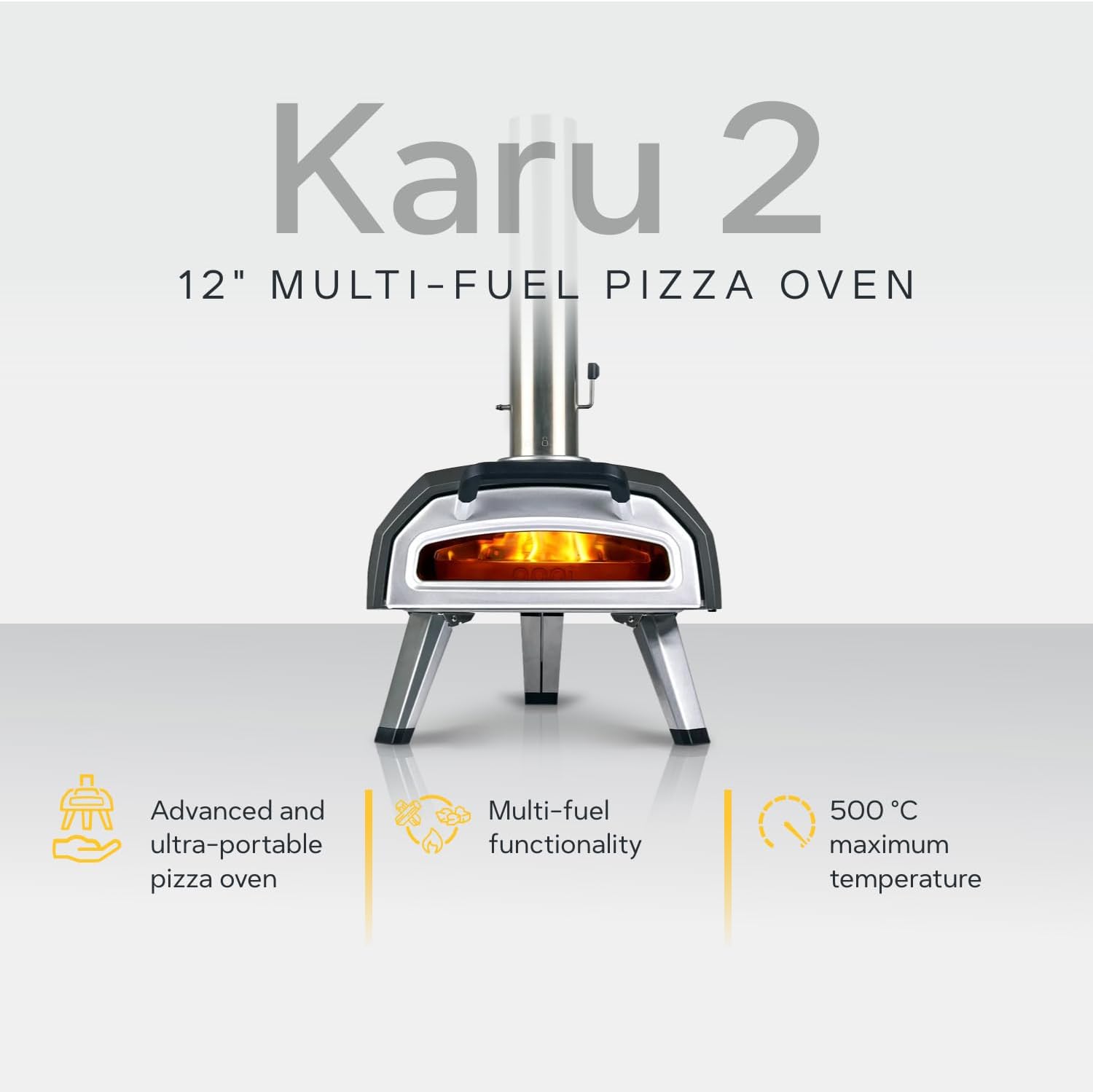 Karu 2 Multi-Fuel Outdoor Pizza Oven - Wood and Gas Outdoor Pizza Oven with Pizza Stone & Intergrated Thermometer