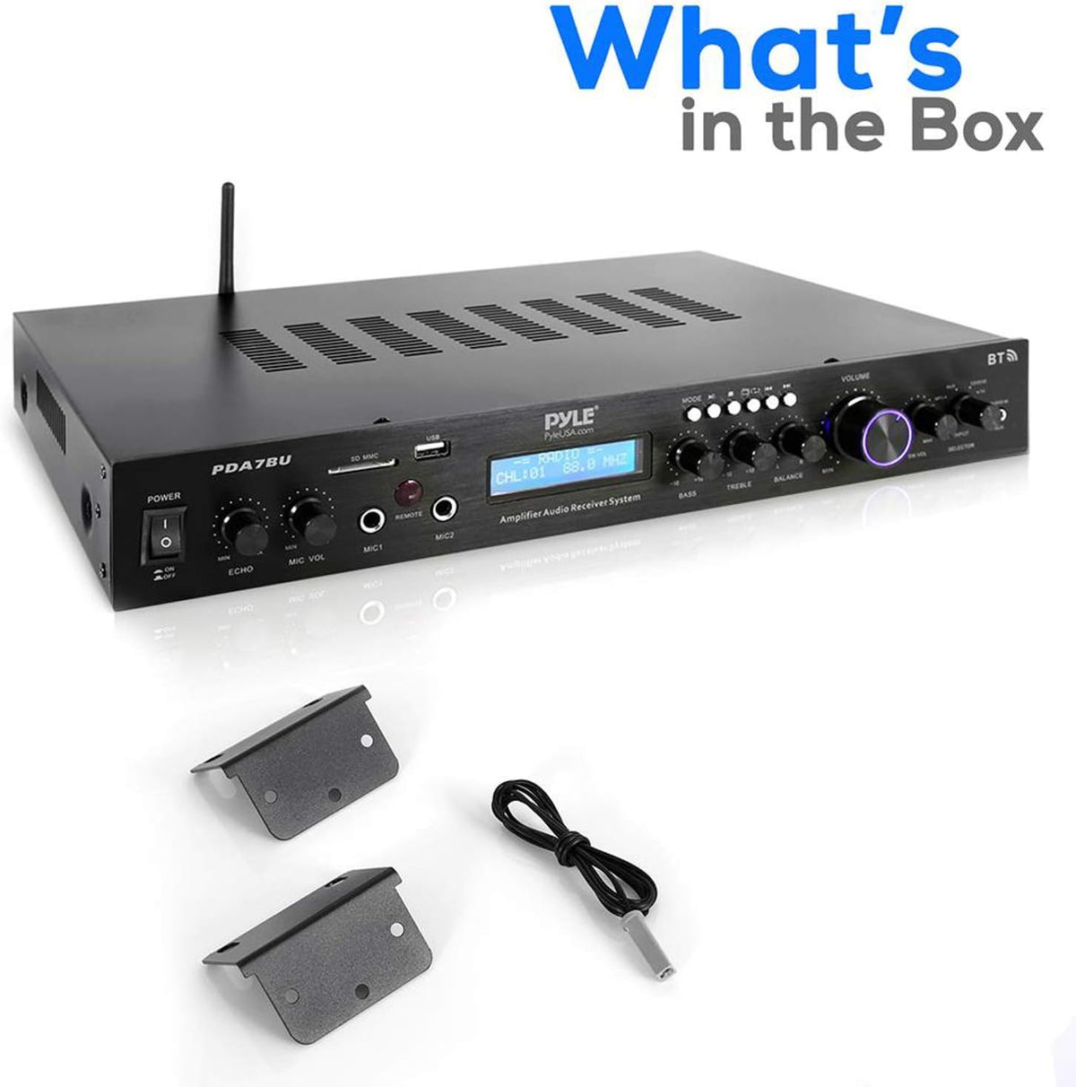 Bluetooth Home Theater Amplifier - 200 Watts into 5 Channels with Subwoofer Out, Easy Karaoke - Dual Mic, Wireless