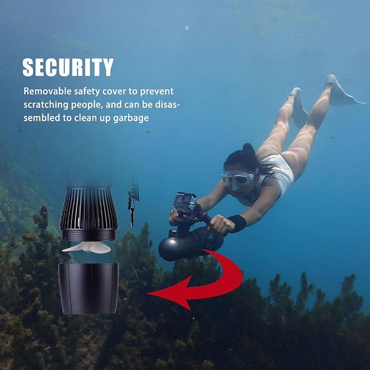 Electric SUP Underwater Scooter, Free Diving Snorkeling Sea Scooter, Action Camera Compatible, Water Sports Swimming