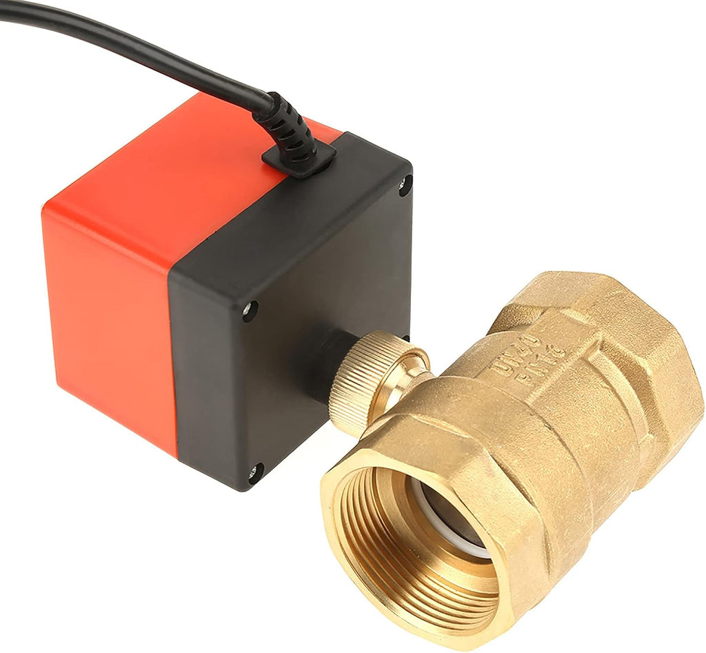 G1-1/2 DN40 Motorized Brass Ball Valve 12V DC 2 Way with Low Noise Actuator for Air Conditioning and Plumbing Systems