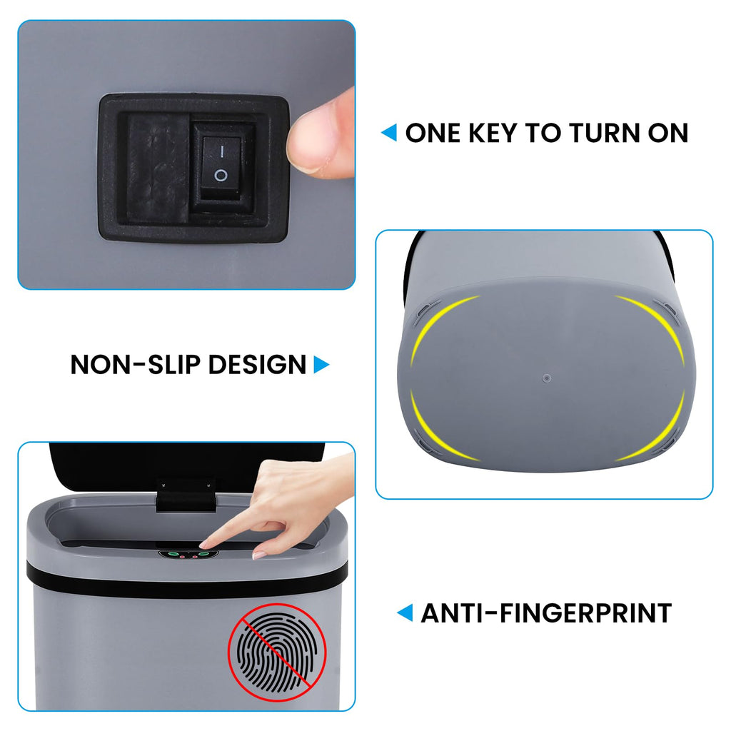 13 Gallon Trash Can | 50L Sensor Automatic Kitchen Trash Can with Lid | Touchless Garbage Bin Odor-Control for