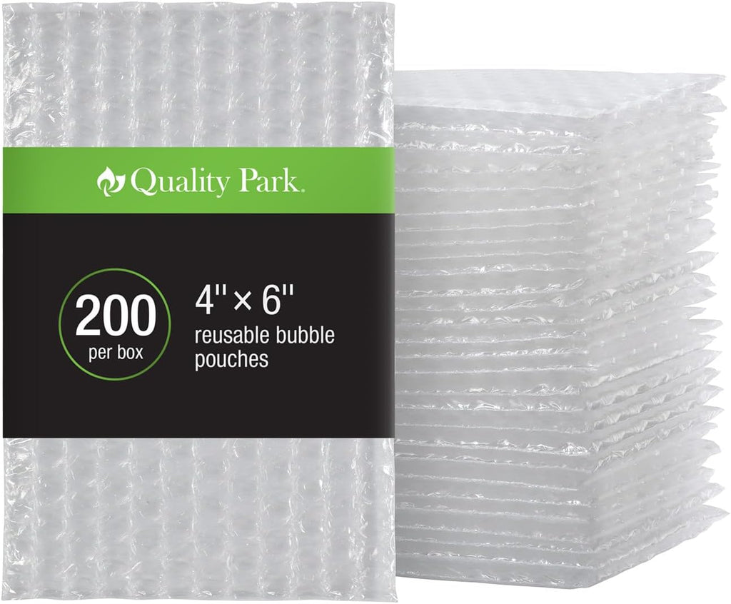 Clear Bubble Pouches, Cushioned Packing and Shipping Bags, Great for Storage or Mailing, Reusable, 4"x 6", 200/box