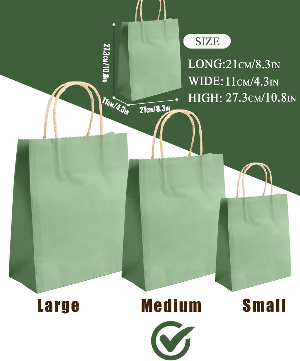 100PCS Medium Mulitcolor Gift Bags With Handles Bulk Multiple Uses (10.6"x8.3"x4.3")