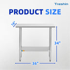 Stainless Steel Table 18" X 36" Commercial Prep & Work Table