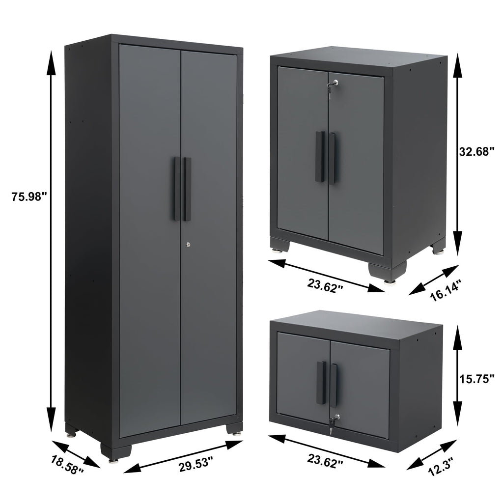 Garage Storage Cabinets System, 9 Piece Workshop Cabinet Set in Black