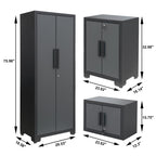Garage Storage Cabinets System, 9 Piece Workshop Cabinet Set in Black