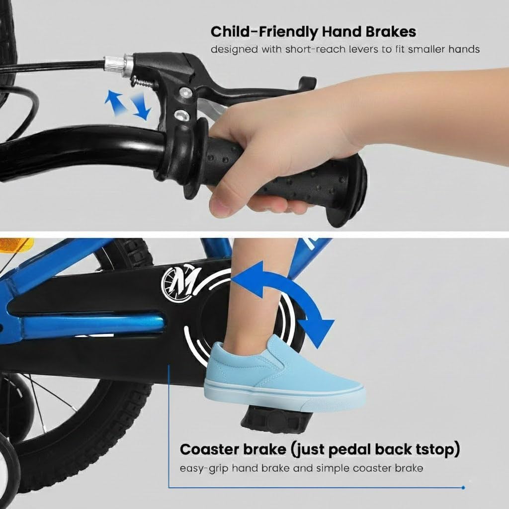 Kids Bike with Training Wheels, 12 14 16 18 Inch Boy Girl Bicycle | Toddler Bike with Dual Brake System,12-18 inch
