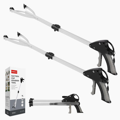 32" Suction Cup Grabber Tool (2 Pack), Foldable Grabber Reacher Tool for Seniors/Smooth Surfaces Items, Heavy Duty