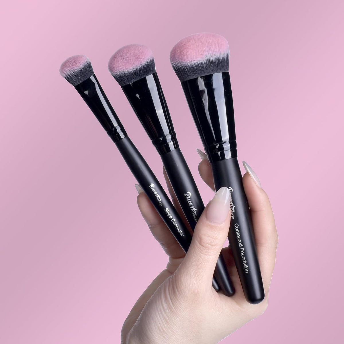 3Pcs Slope Face Foundation Makeup brushes,Soft Dense Hair