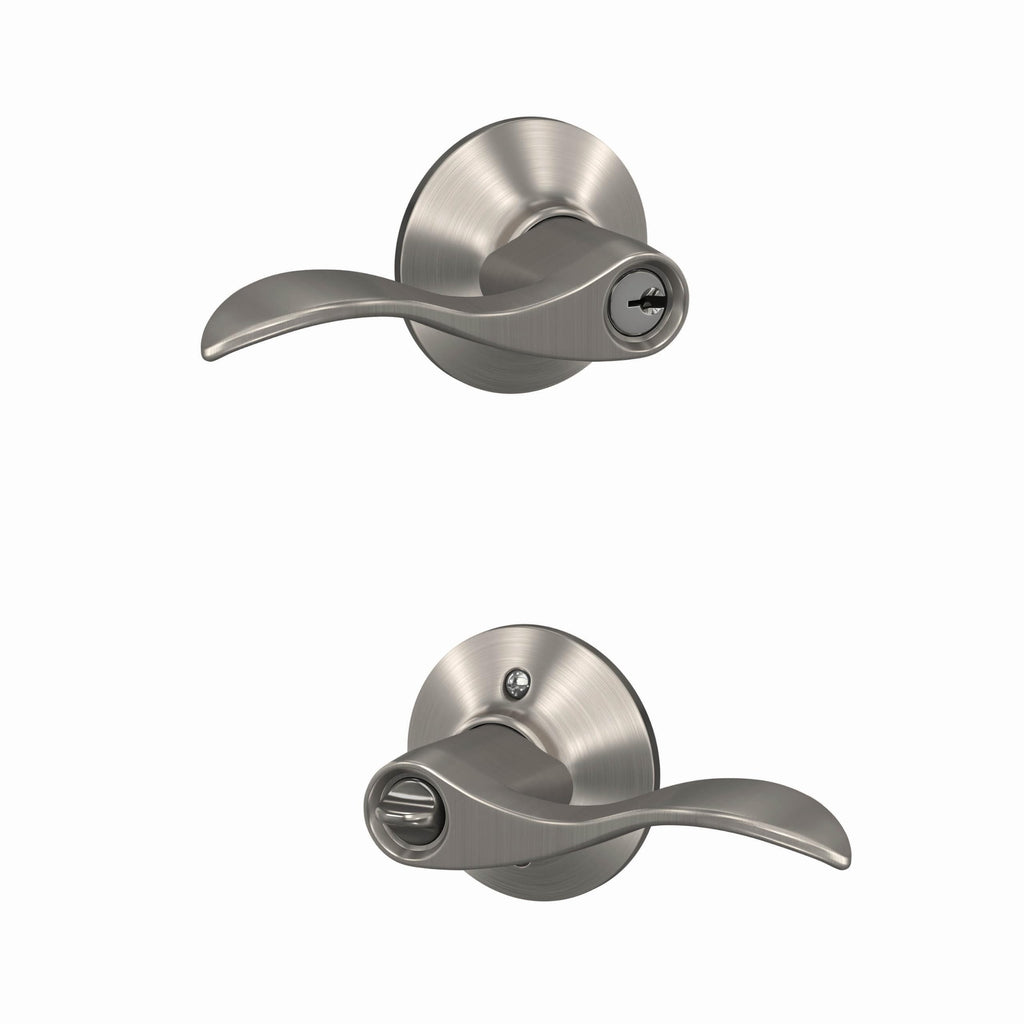 Accent Keyed Entry Door Handle, Reversible, Satin Nickel