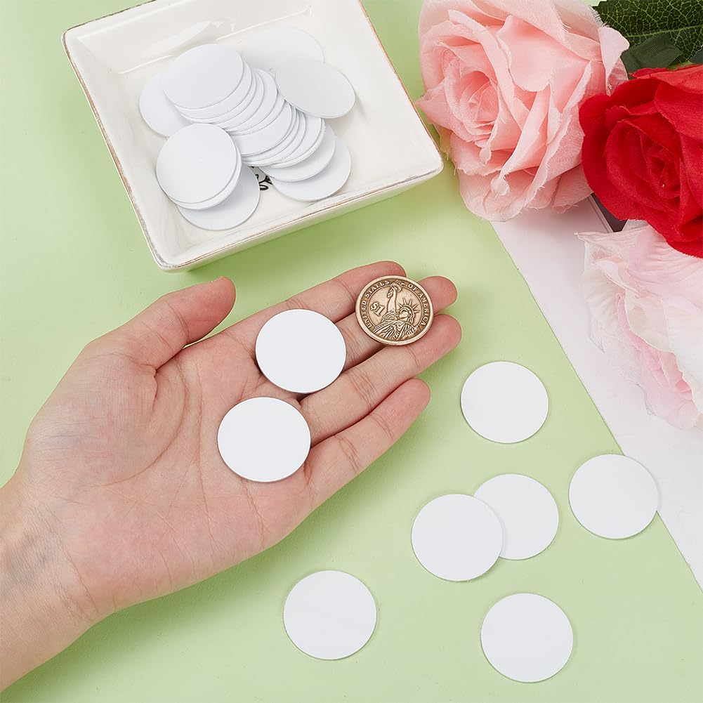 30 Pcs Sublimation Blank Aluminum Sheets, 1.18 Inch White Round Aluminum Disc, Aluminum Board Heat Transfer for