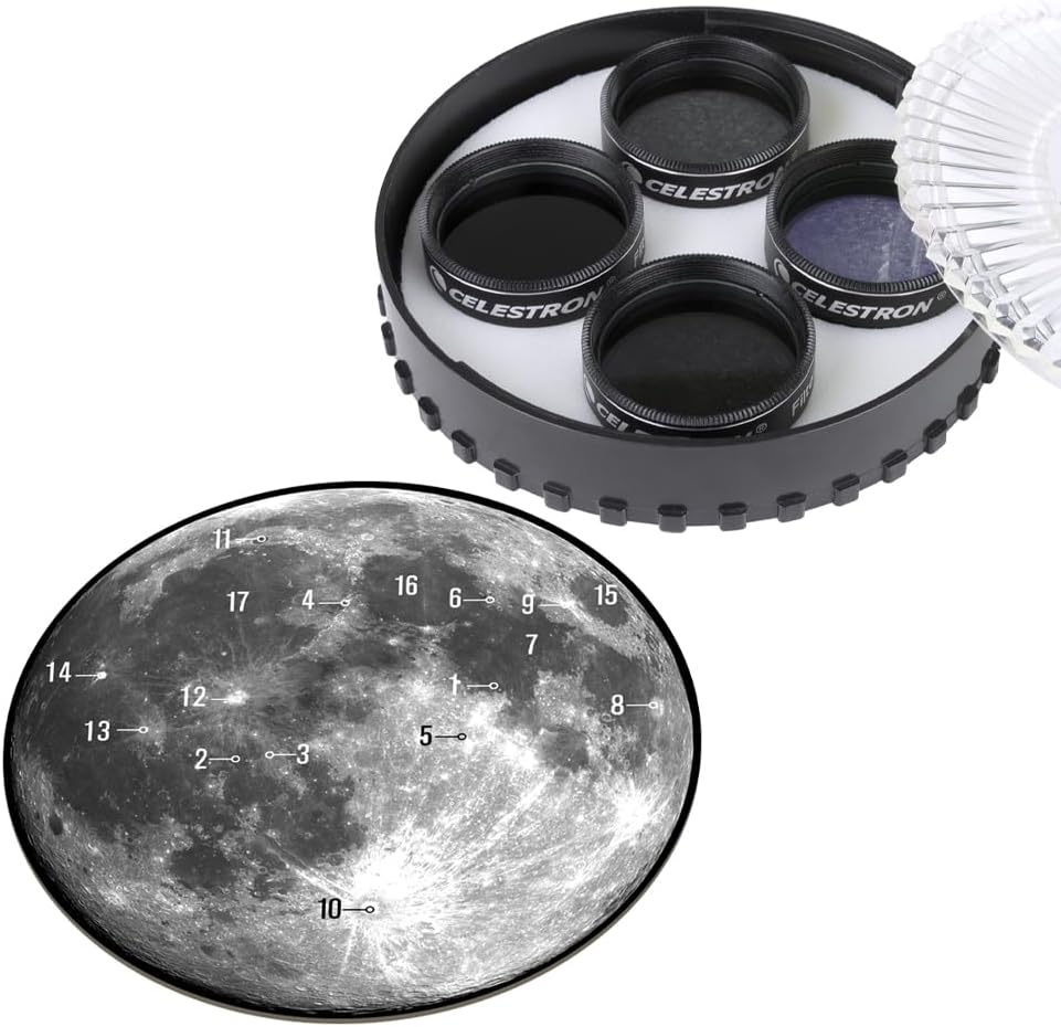 Moon Filter Set – Neutral Density & Sky Glow Filters – Moon Map | Complete Moon Filter Kit with Moon Map, Reduce