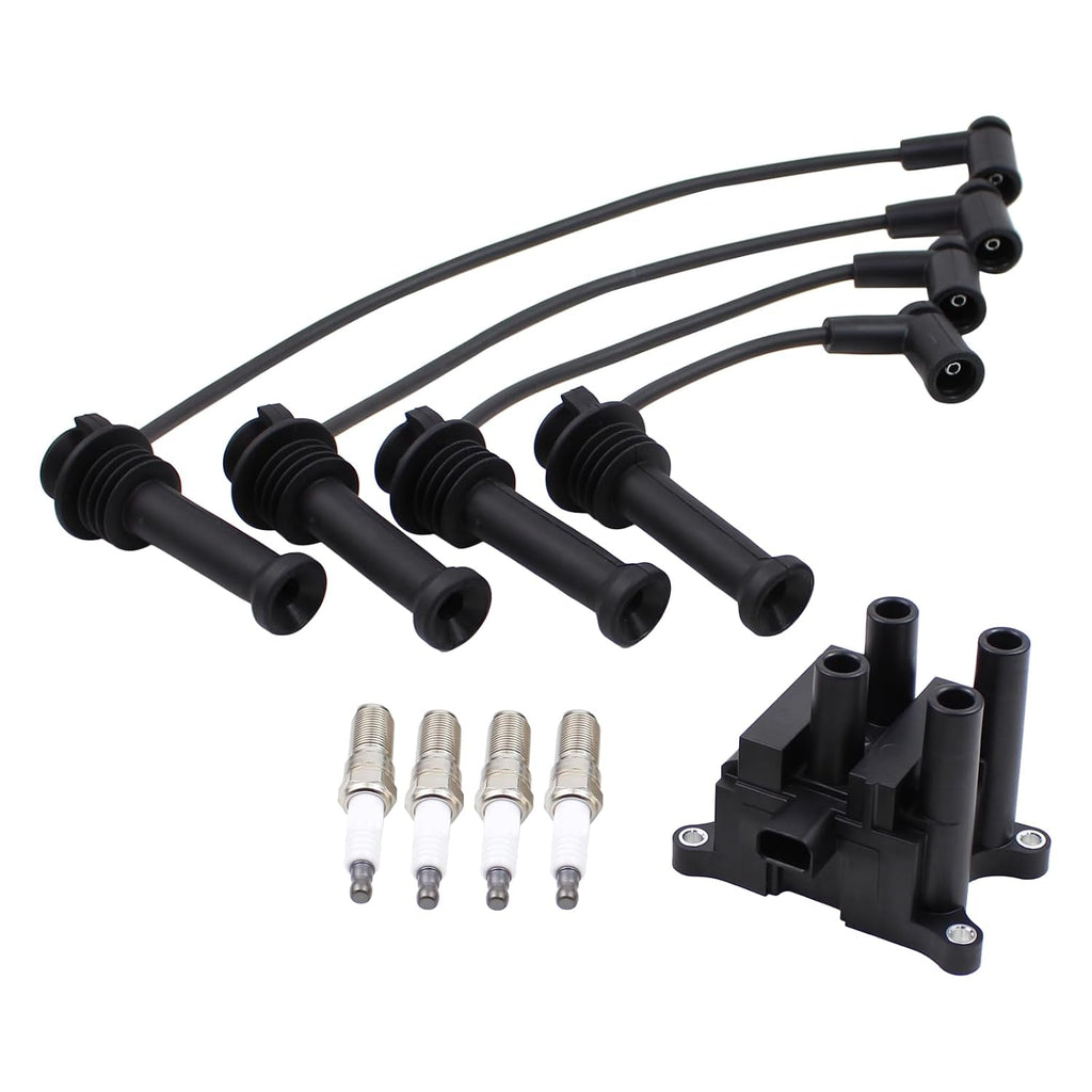 Ignition Coil and Spark Plug Wires Set for Ford Fiesta 1.6 2011-2019